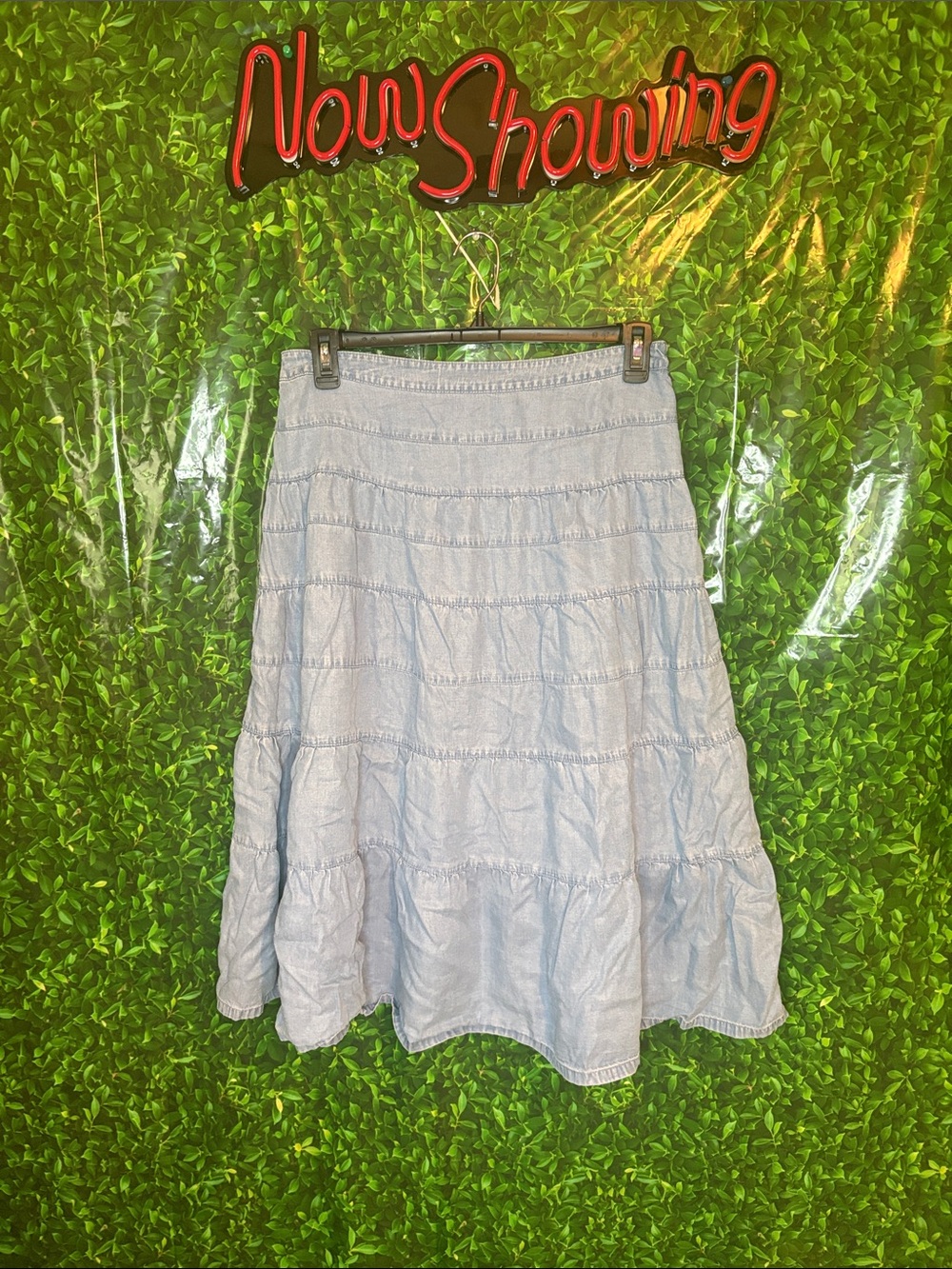 Emma James Light Blue Tiered A-Line Skirt